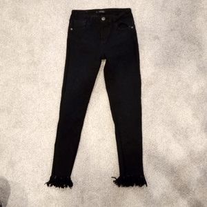 Lucky and Blessed black skinny jeans with frayed ends size 4